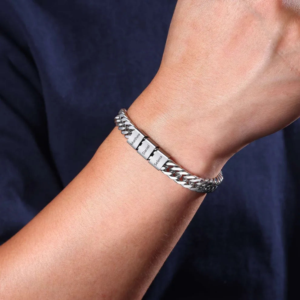 Pulsera Cubana Personalizada – El Regalo Perfecto para Papá ❤️