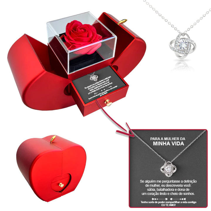 Colar de Prata 925 Com Rosa Real + Dedicação