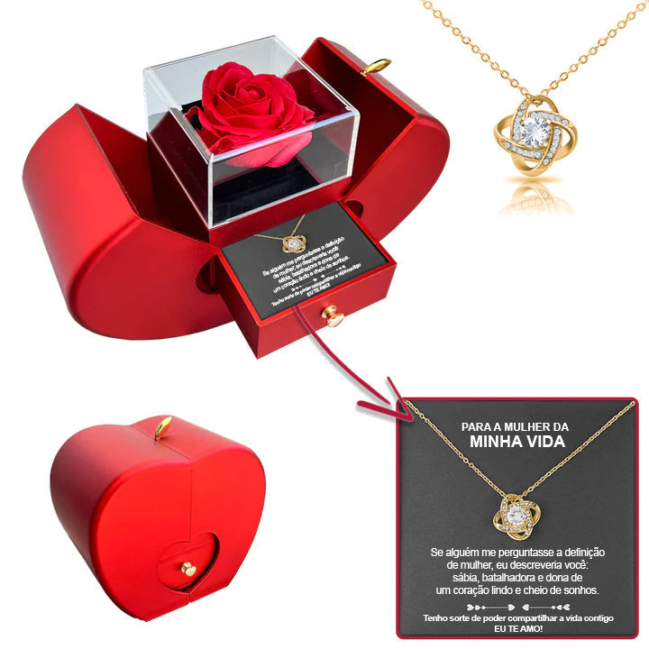 Colar de Prata 925 Com Rosa Real + Dedicação