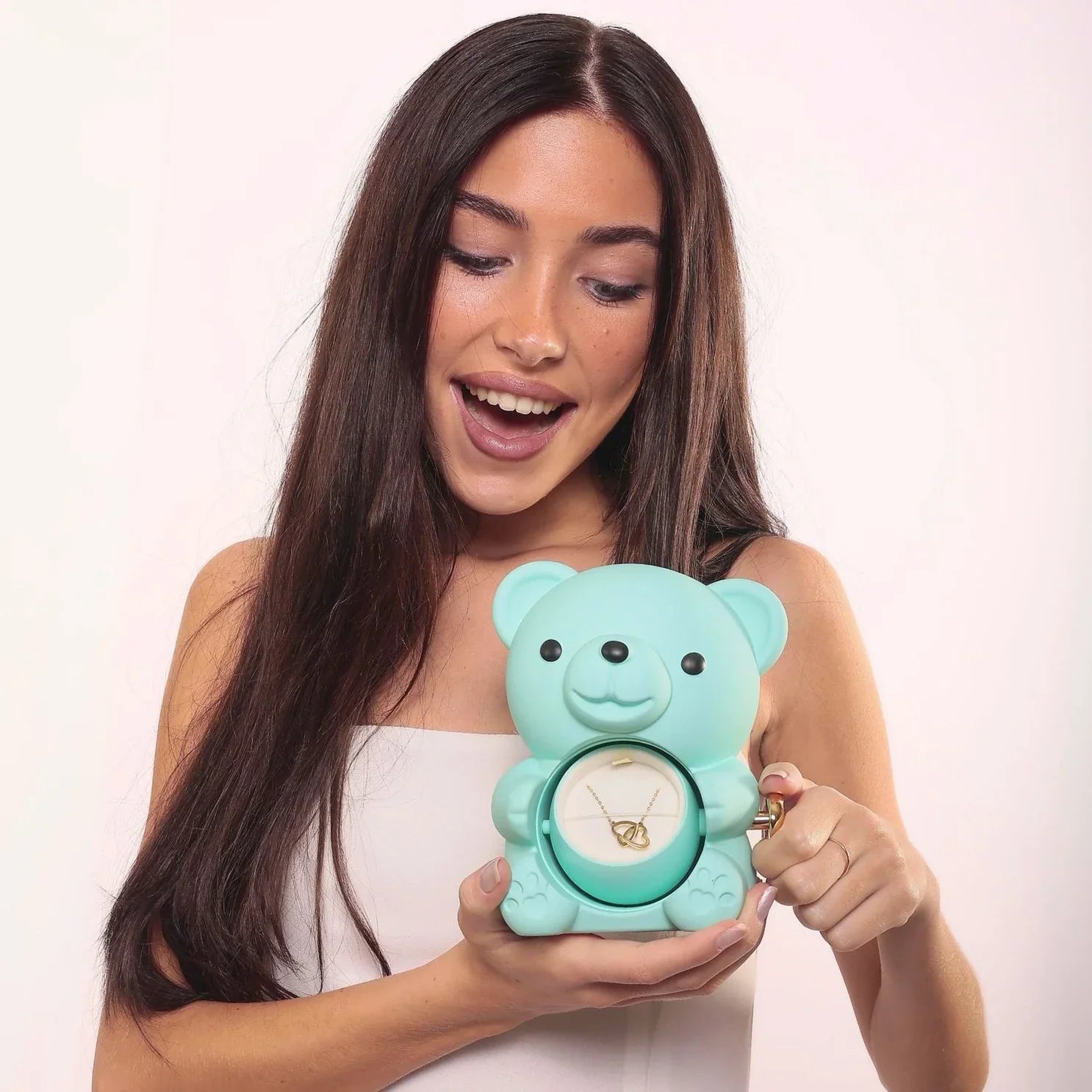 Oso con Rosa Eterna y Collar Personalizado
