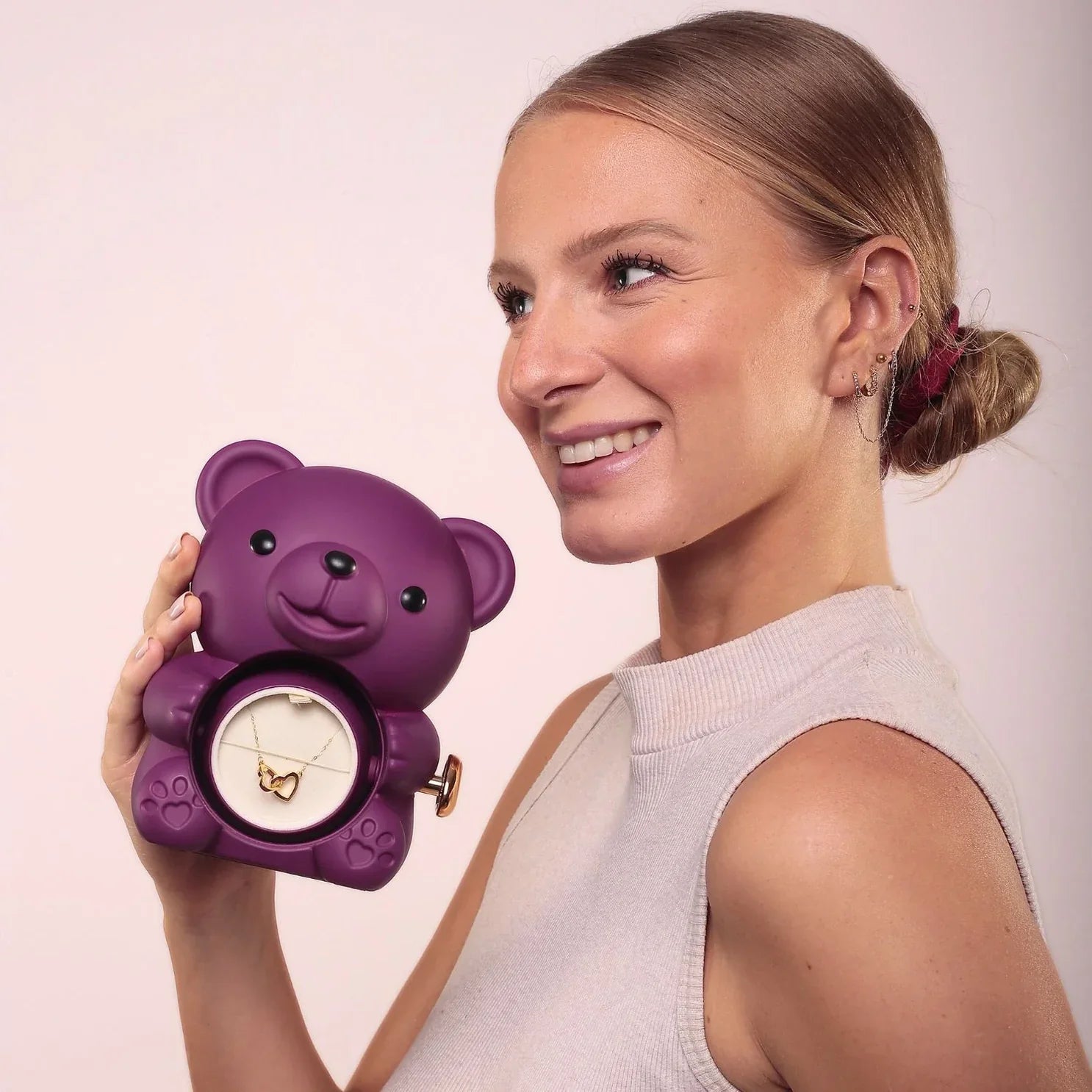 Oso con Rosa Eterna y Collar Personalizado