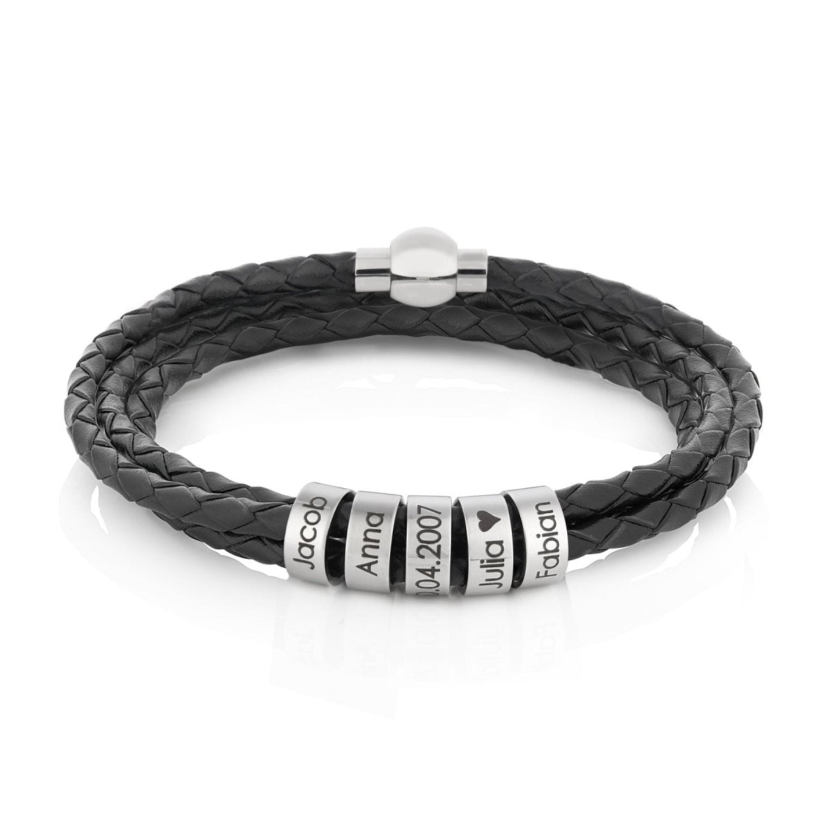 Pulseira Exclusiva de Couro - Gravação Personalizada de Nomes