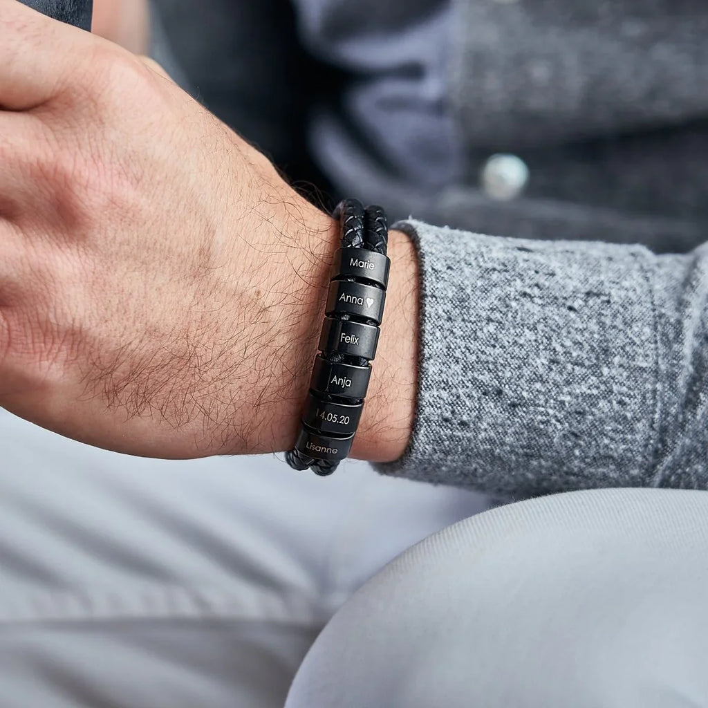 Pulsera de Cuero Personalizada – Regalo día del Padre ❤️