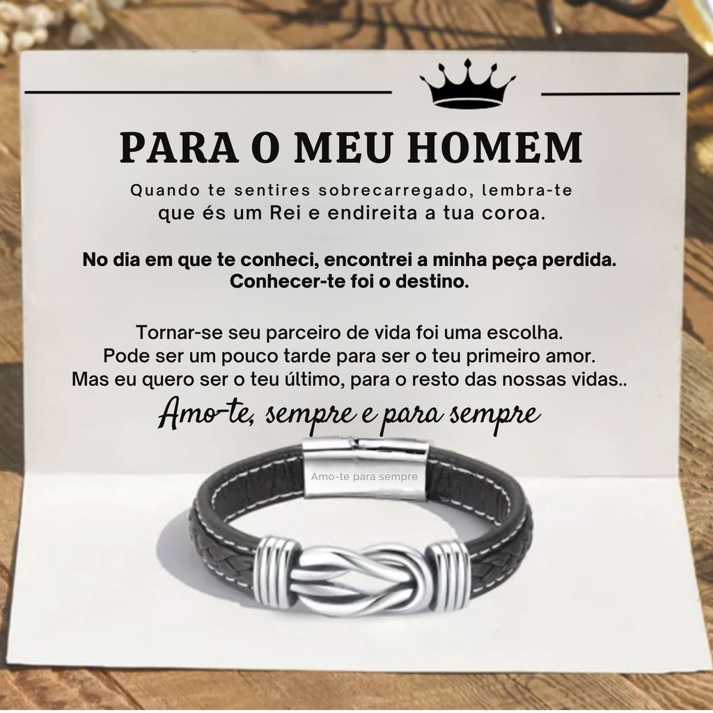 Pulseira Nó Eterno + Dedicação - Para o meu homem