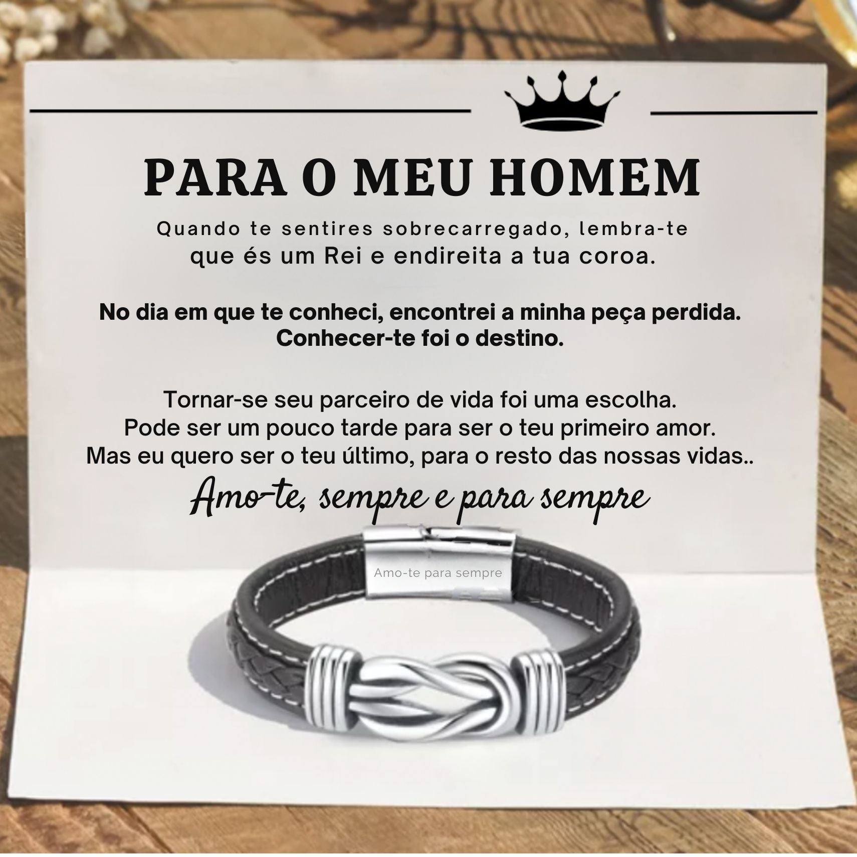 Pulseira Nó Eterno + Dedicação - Para o meu homem