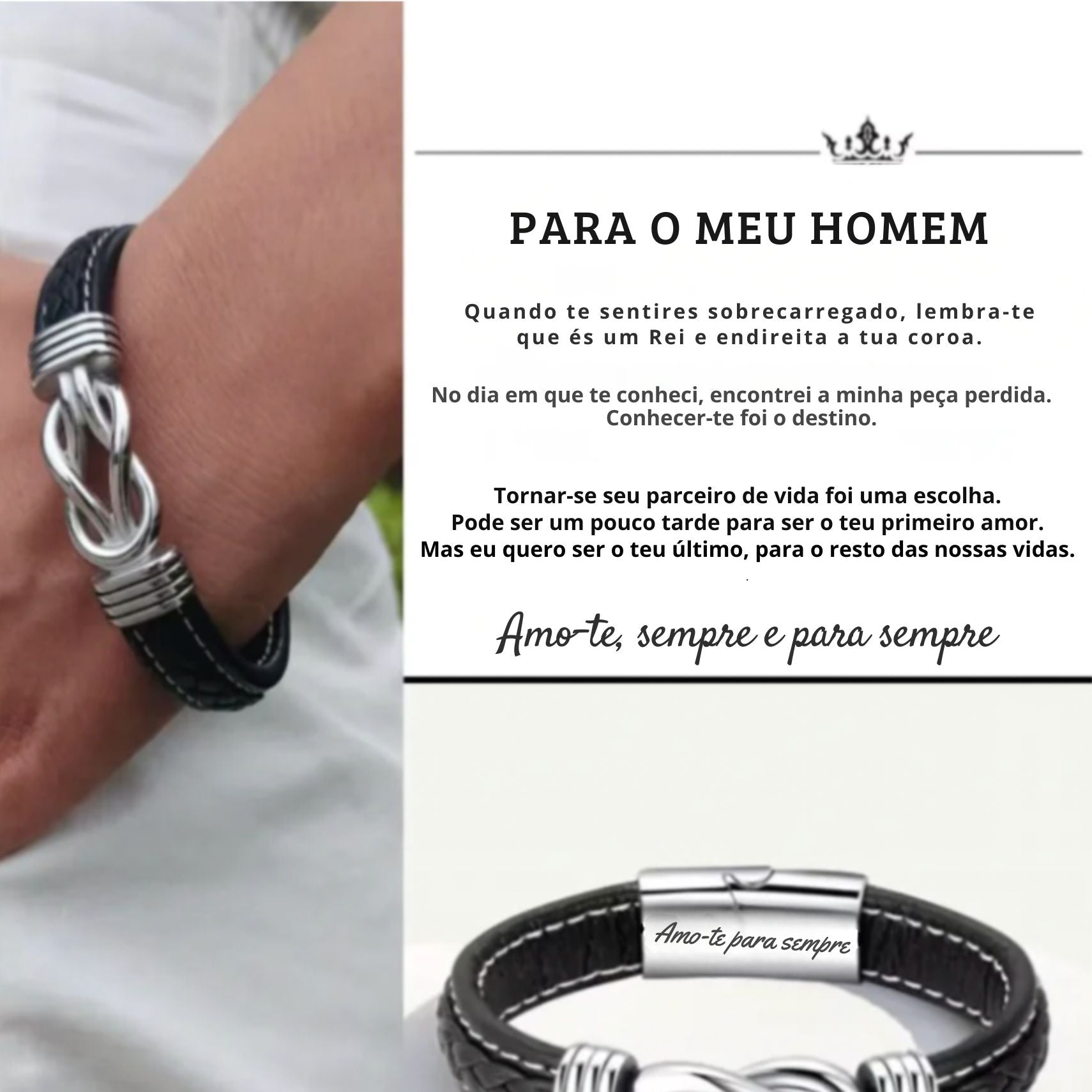 Pulseira Nó Eterno + Dedicação - Para o meu homem